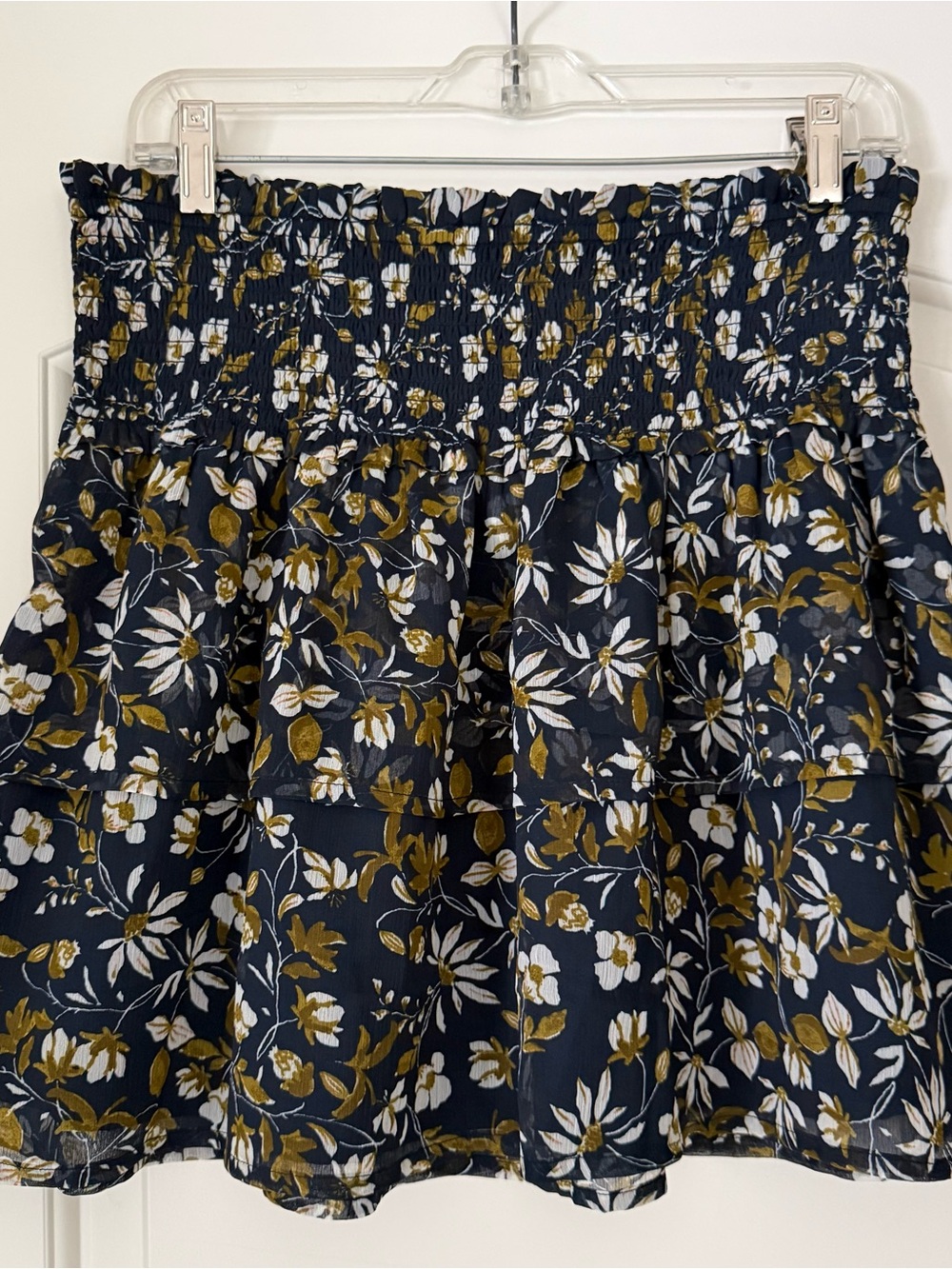 Floral Tiered Mini Skirt in Navy, White & Olive